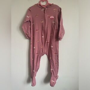 Pekkle Girl Onesie Long Sleeve Organic Cotton Pyjama - Bakery Pink - 18 Months